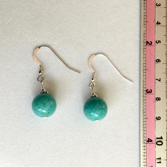 NWT Amazonite & Sterling Drop Earrings - c 27.5 tcw 5 Star Natural Mineral Gems - Picture 3 of 5